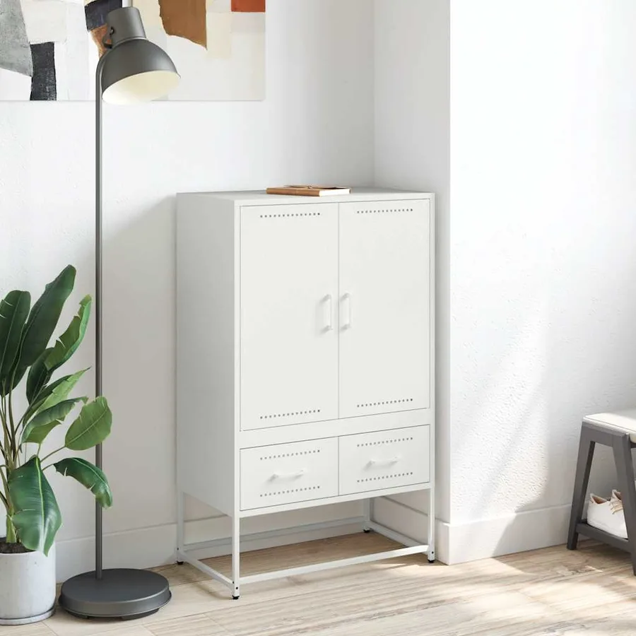 Buffet haut blanc 68x39x111,5 cm acier - 3