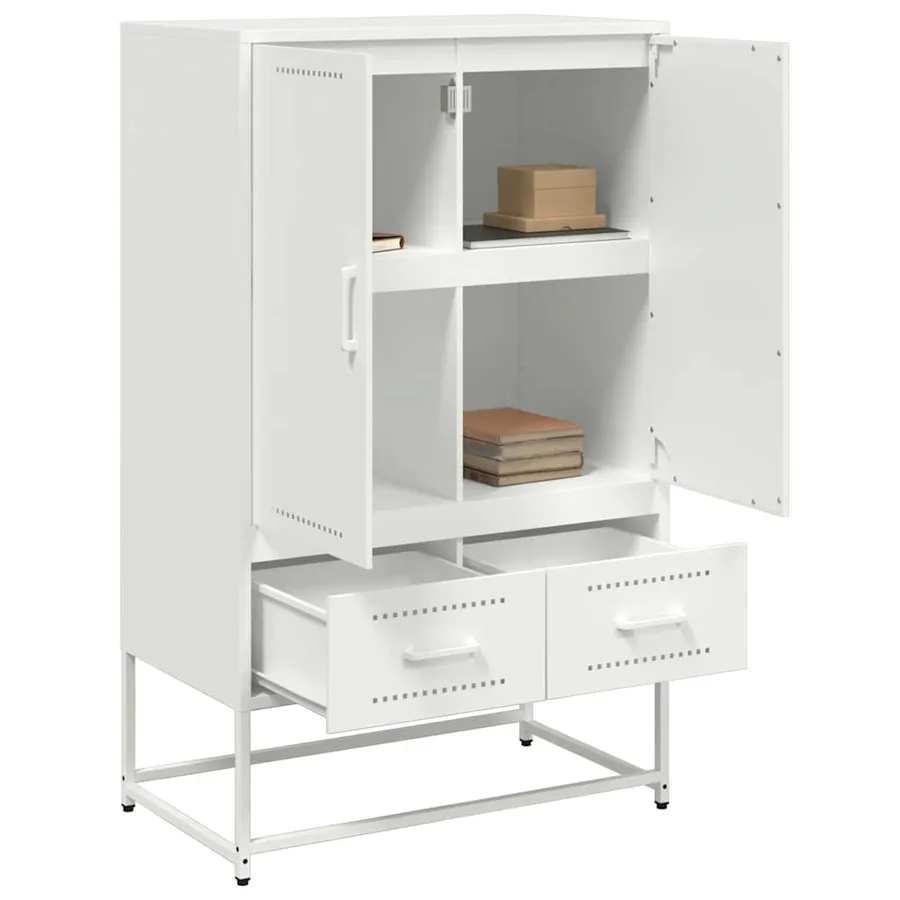 Buffet haut blanc 68x39x111,5 cm acier - 4