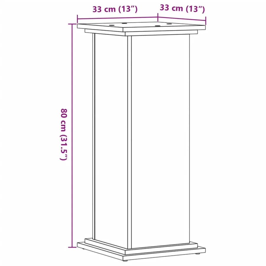 Support pour plantes chêne sonoma 33x33x80 cm bois d'ingénierie - 9