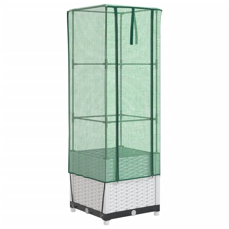 Jardinière surélevée avec housse aspect rotin 40x40x139 cm - 2