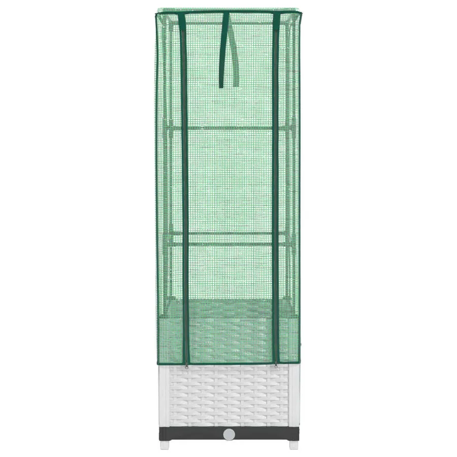 Jardinière surélevée avec housse aspect rotin 40x40x139 cm - 4