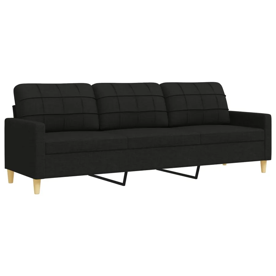 Ensemble de canapés 2 pcs avec coussins décoratifs noir tissu - 5