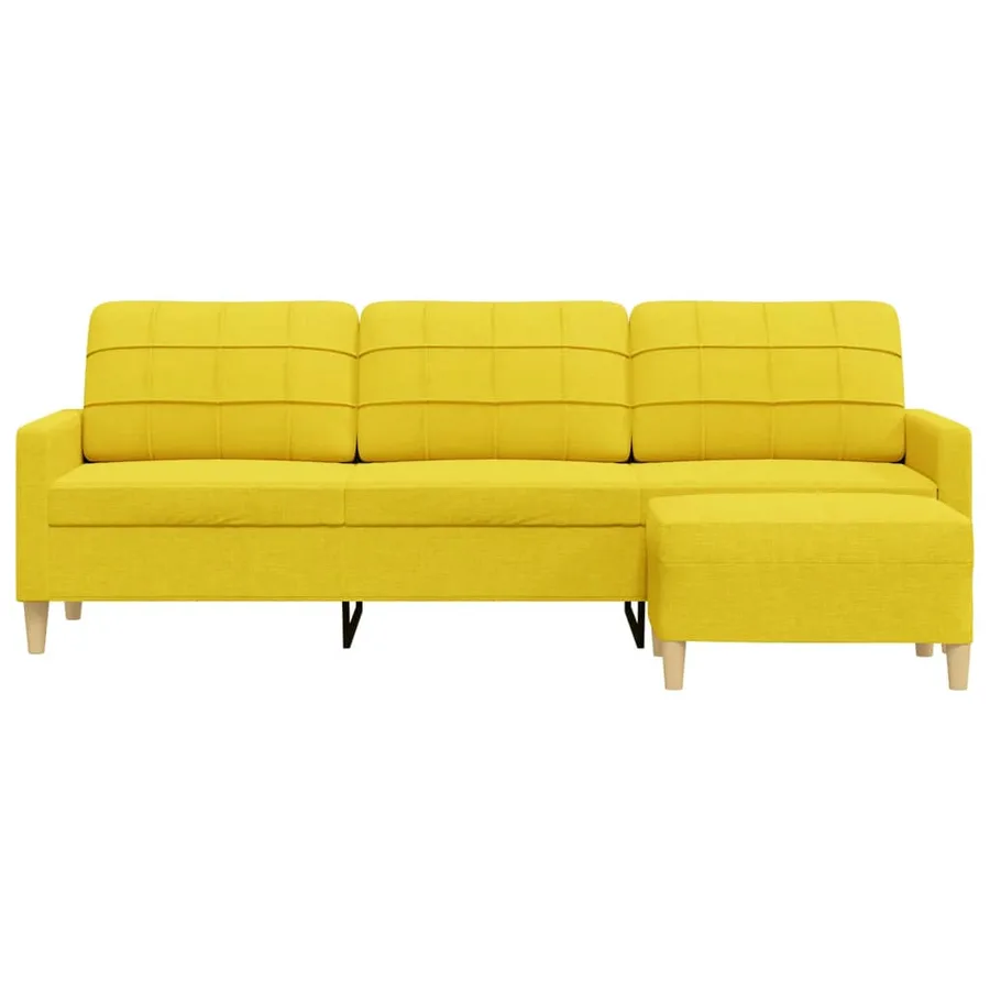 Canapé à 3 places avec repose-pieds Jaune clair 210 cm Tissu - 3