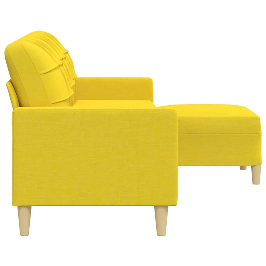 Canapé à 3 places avec repose-pieds Jaune clair 210 cm Tissu - 4