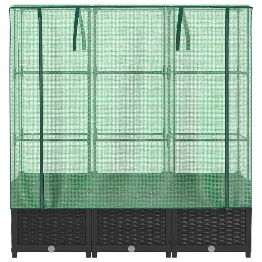 Jardinière surélevée avec housse aspect rotin 120x40x138 cm - 4