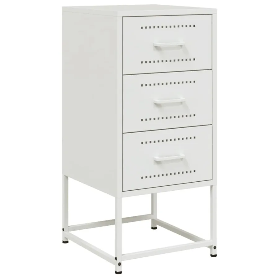 Table de chevet blanc 36x39x78 cm acier - 2