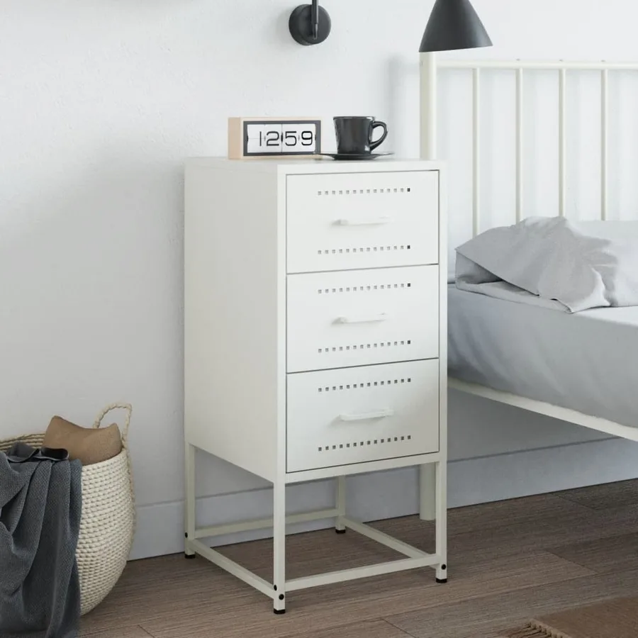 Table de chevet blanc 36x39x78 cm acier - 3