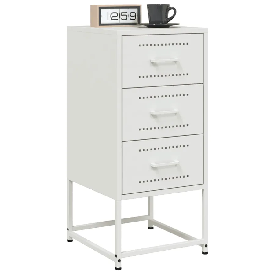 Table de chevet blanc 36x39x78 cm acier - 4