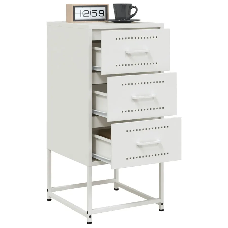 Table de chevet blanc 36x39x78 cm acier - 5