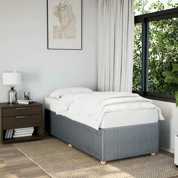 Cadre de lit sans matelas gris clair 90x190 cm tissu