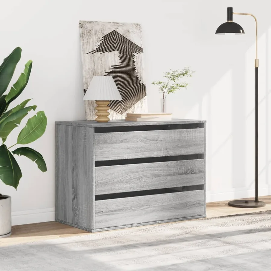 Commode d'angle sonoma gris 80x41x58 cm bois d'ingénierie - 3