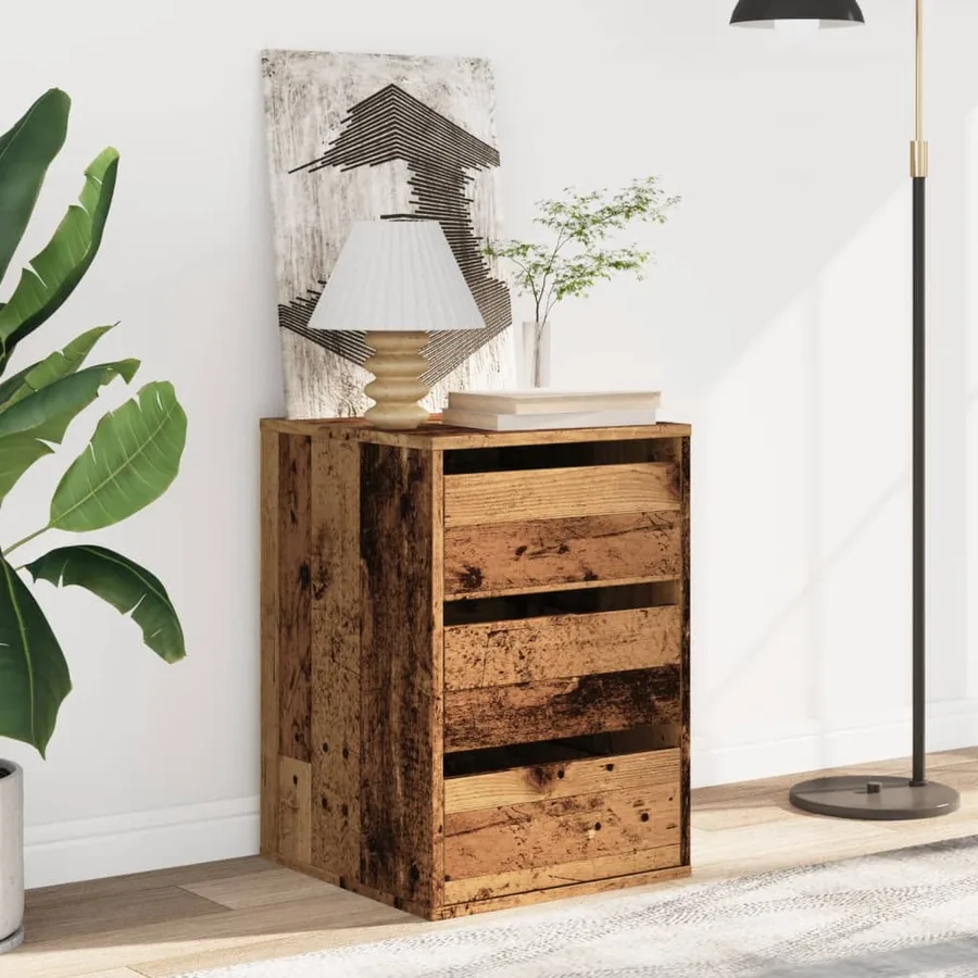 Commode d'angle vieux bois 40x41x58 cm bois d'ingénierie - 3