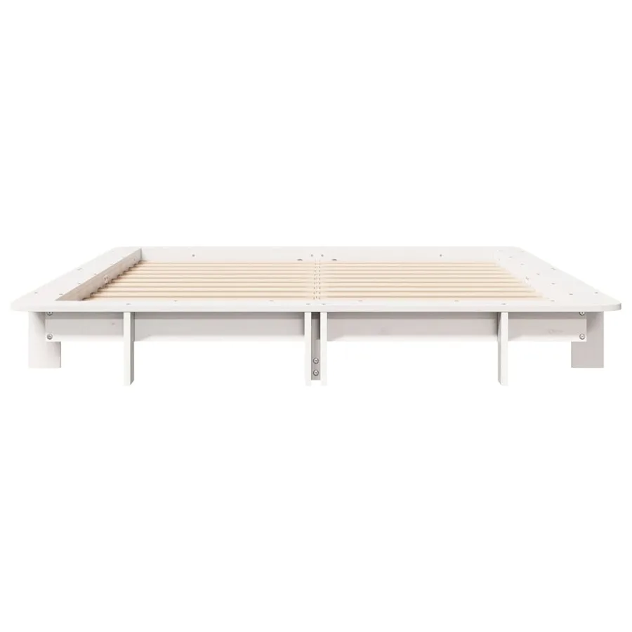 Cadre de lit sans matelas blanc 140x190 cm bois de pin massif - 4