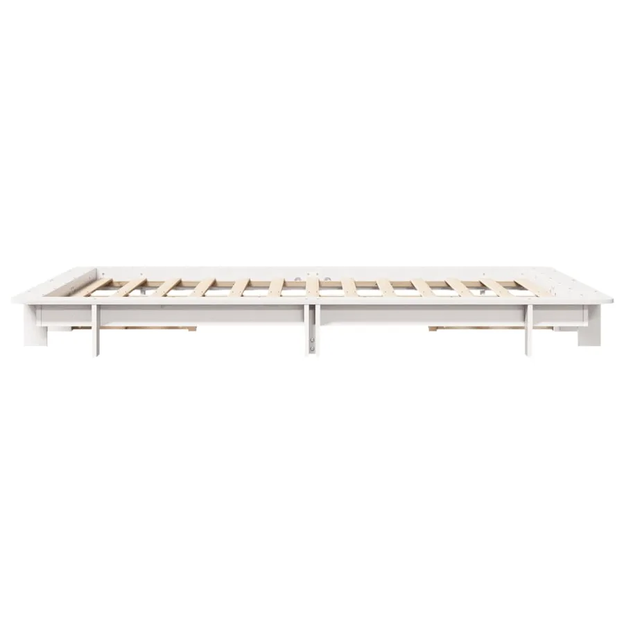 Cadre de lit sans matelas blanc 140x190 cm bois de pin massif - 5