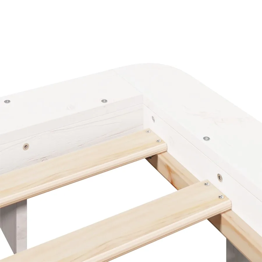 Cadre de lit sans matelas blanc 140x190 cm bois de pin massif - 7
