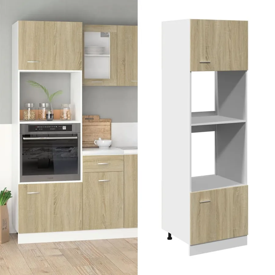 Meuble micro-ondes "Lyon" Chêne Sonoma 60 x 57 x 207 cm Bois d'ingénierie