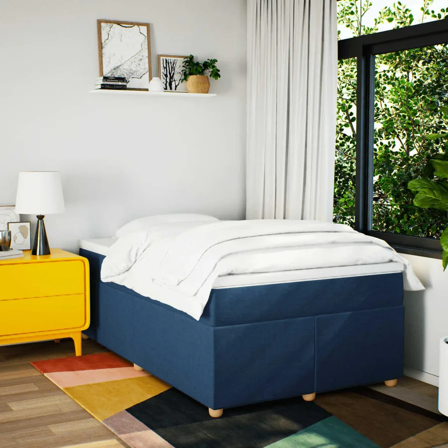 Sommier à lattes de lit avec matelas Bleu 120x200 cm Tissu - 3