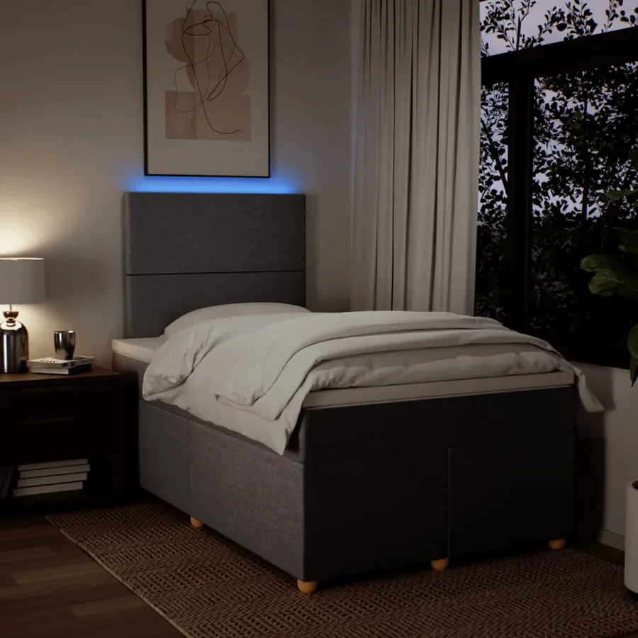 Sommier à lattes de lit avec matelas Taupe 120x200 cm Tissu - 4
