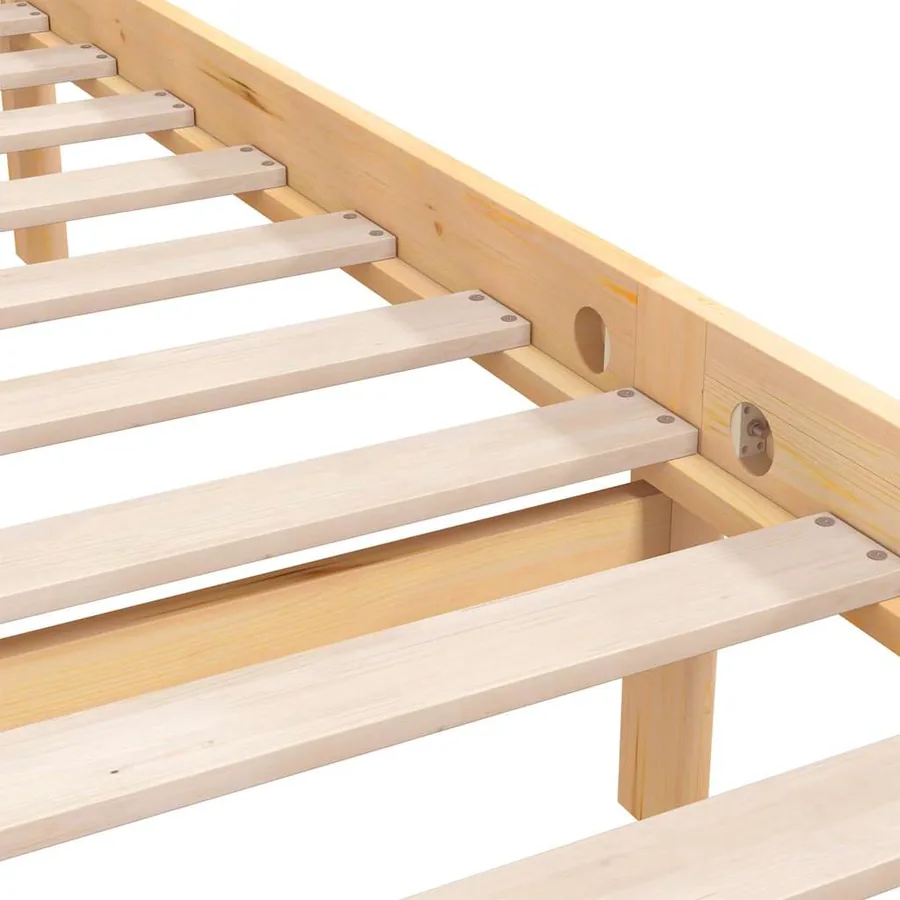Cadre de lit sans matelas bois massif - 7