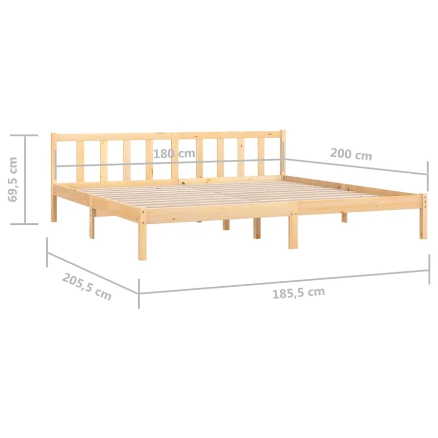 Cadre de lit sans matelas bois massif - 9
