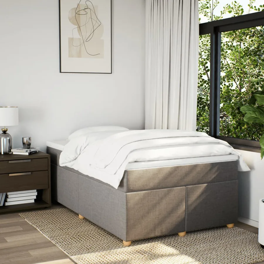 Sommier à lattes de lit avec matelas Taupe 120x200 cm Tissu - 3