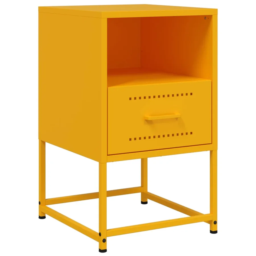 Table de chevet jaune moutarde 36x39x60,5 cm acier - 2