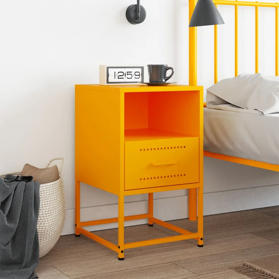 Table de chevet jaune moutarde 36x39x60,5 cm acier - 3