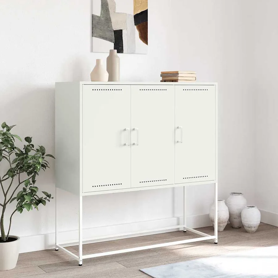 Buffet haut blanc 100,5x39x107 cm acier - 3