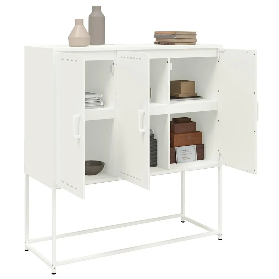 Buffet haut blanc 100,5x39x107 cm acier - 4