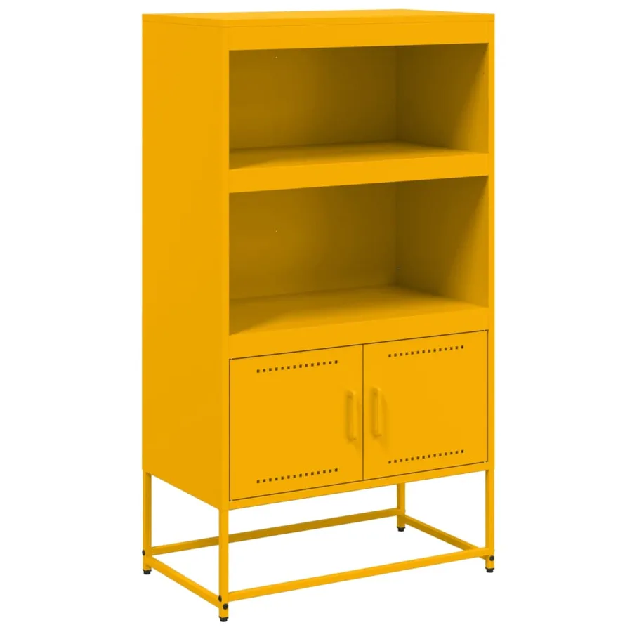 Buffet haut jaune moutarde 68,5x38,5x123,5 cm acier - 2