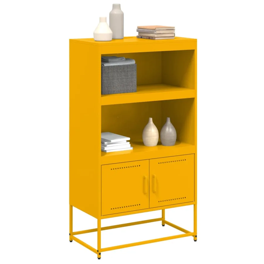 Buffet haut jaune moutarde 68,5x38,5x123,5 cm acier - 4