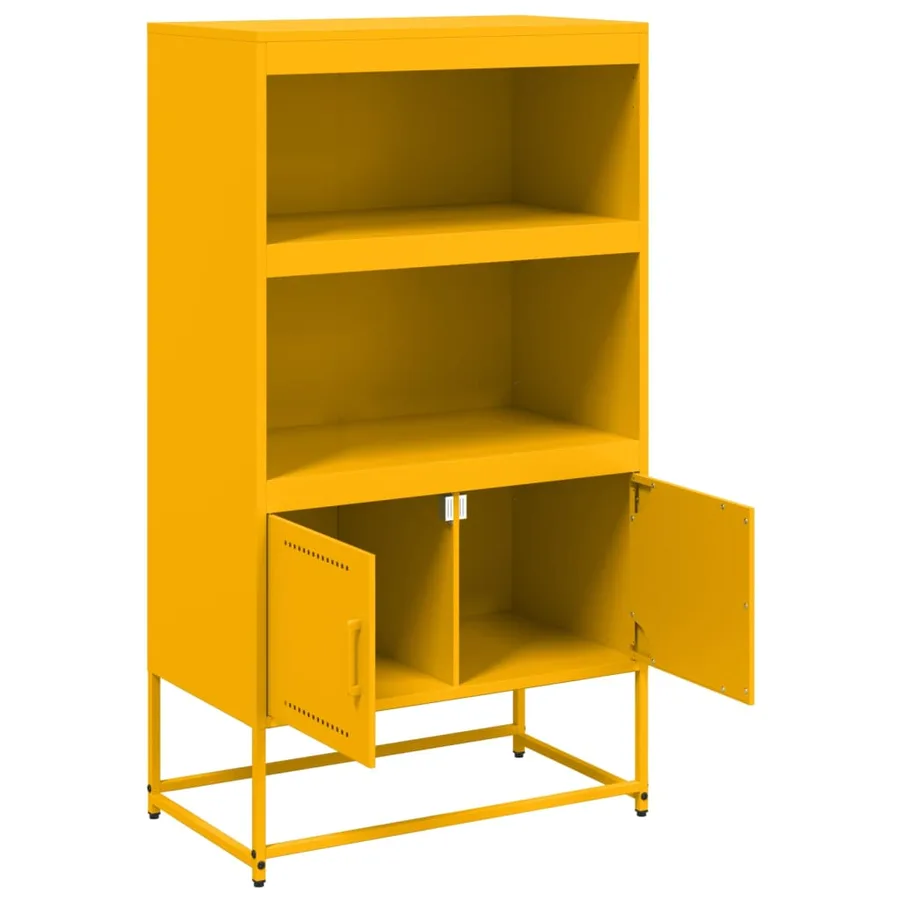 Buffet haut jaune moutarde 68,5x38,5x123,5 cm acier - 9