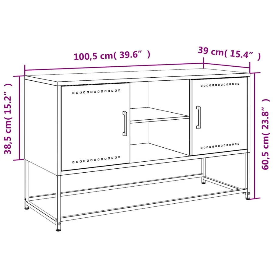 Meuble TV blanc 100,5x39x60,5 cm acier - 12