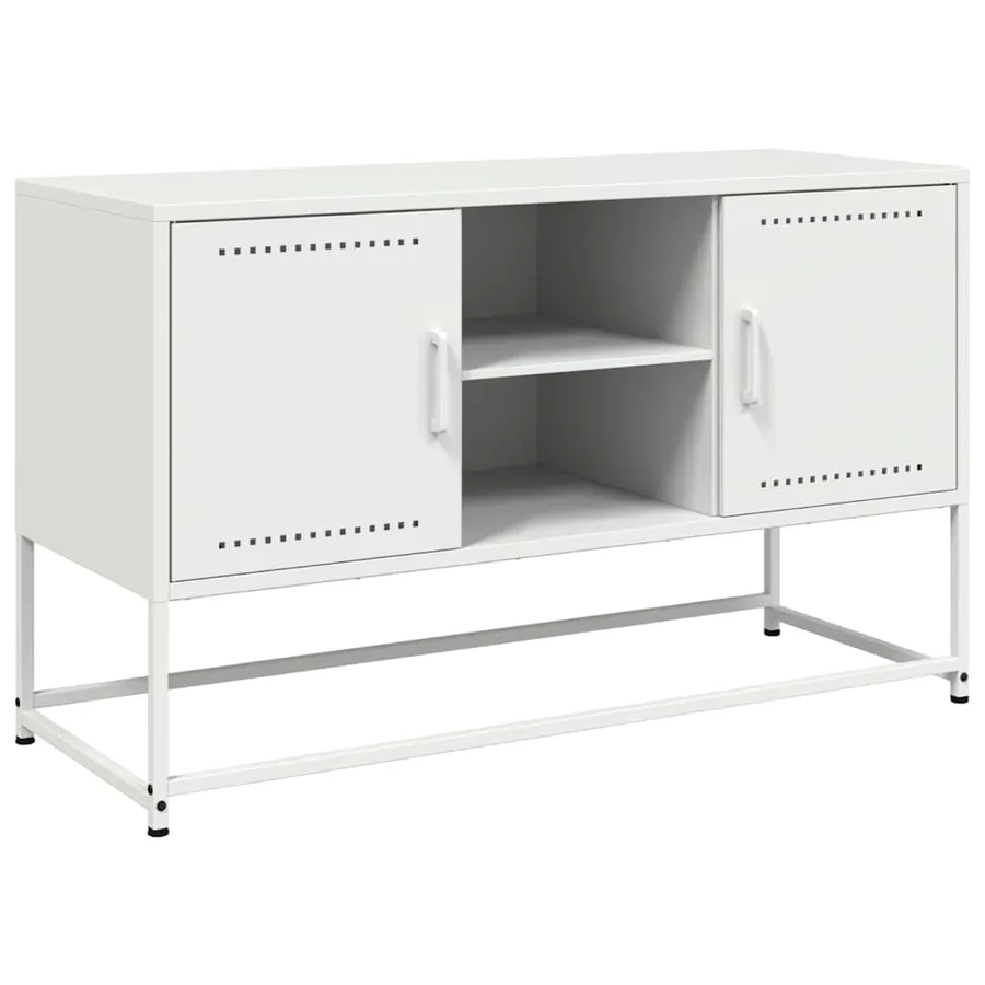 Meuble TV blanc 100,5x39x60,5 cm acier - 2