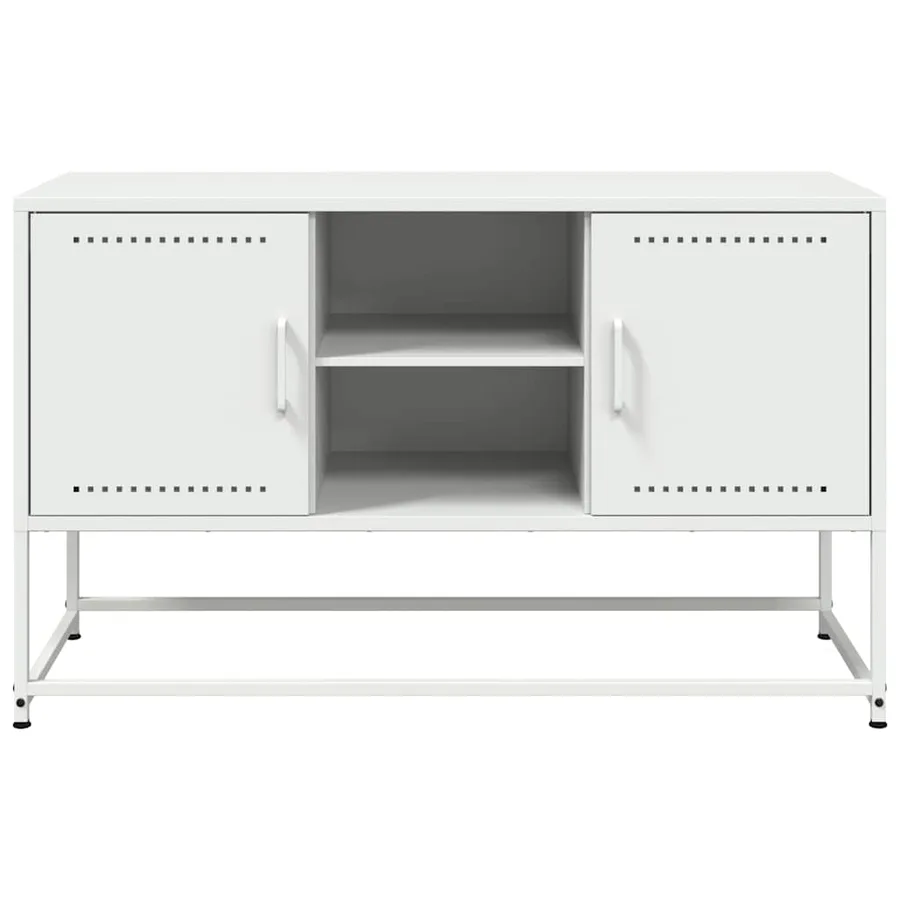 Meuble TV blanc 100,5x39x60,5 cm acier - 6