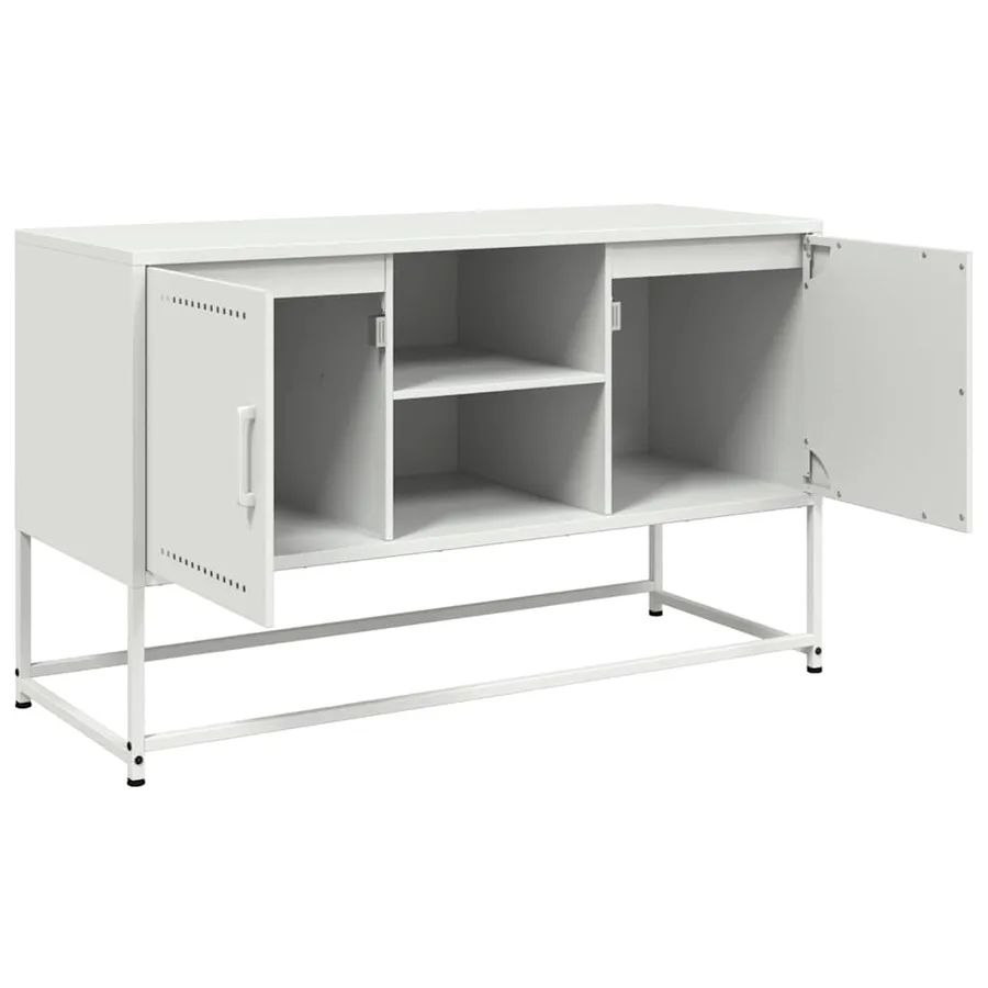 Meuble TV blanc 100,5x39x60,5 cm acier - 9