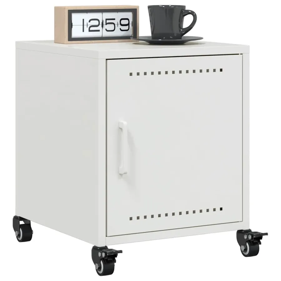 Table de chevet blanc 36x39x43,5 cm acier - 4