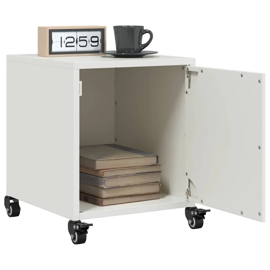 Table de chevet blanc 36x39x43,5 cm acier - 5
