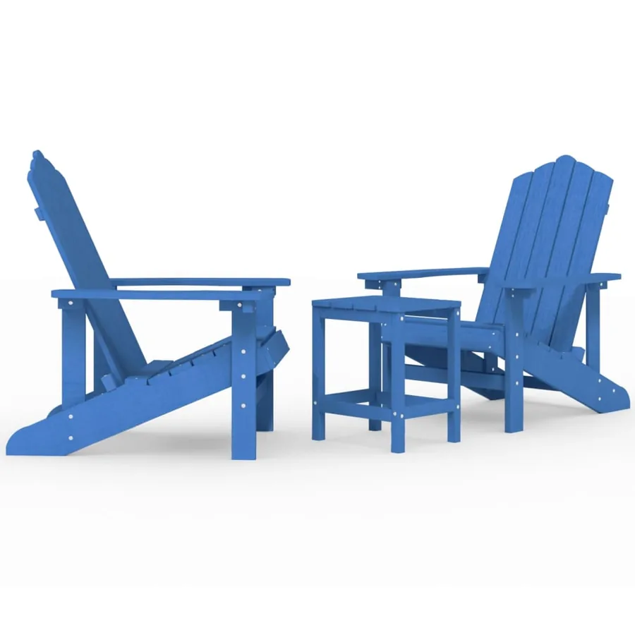 Chaises de jardin Adirondack avec table PEHD Bleu aqua - 2