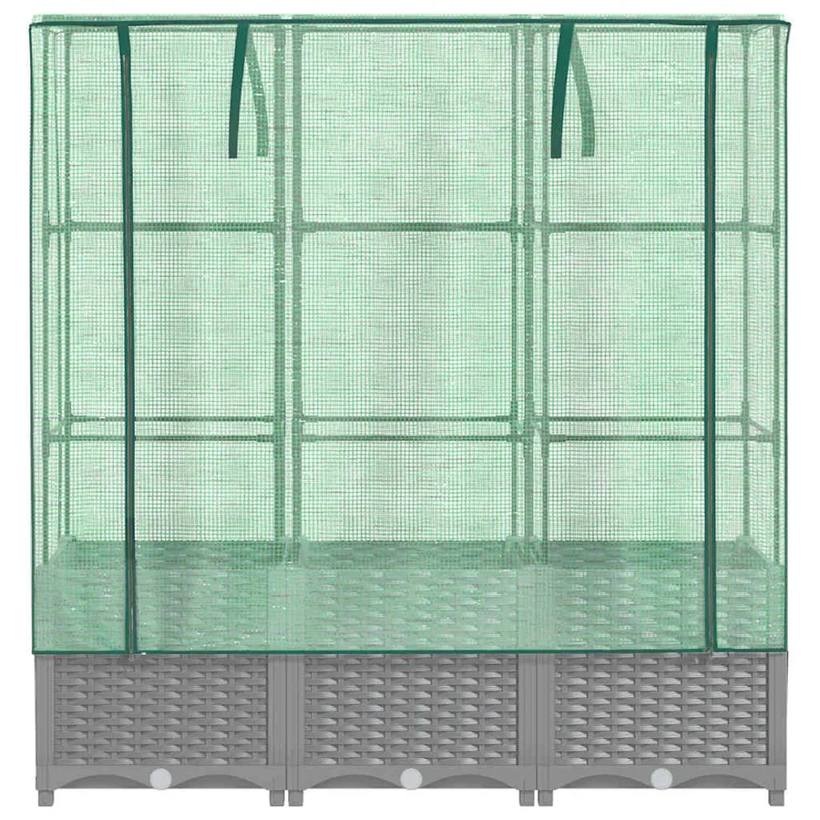 Jardinière surélevée avec housse aspect rotin 120x40x138 cm - 4