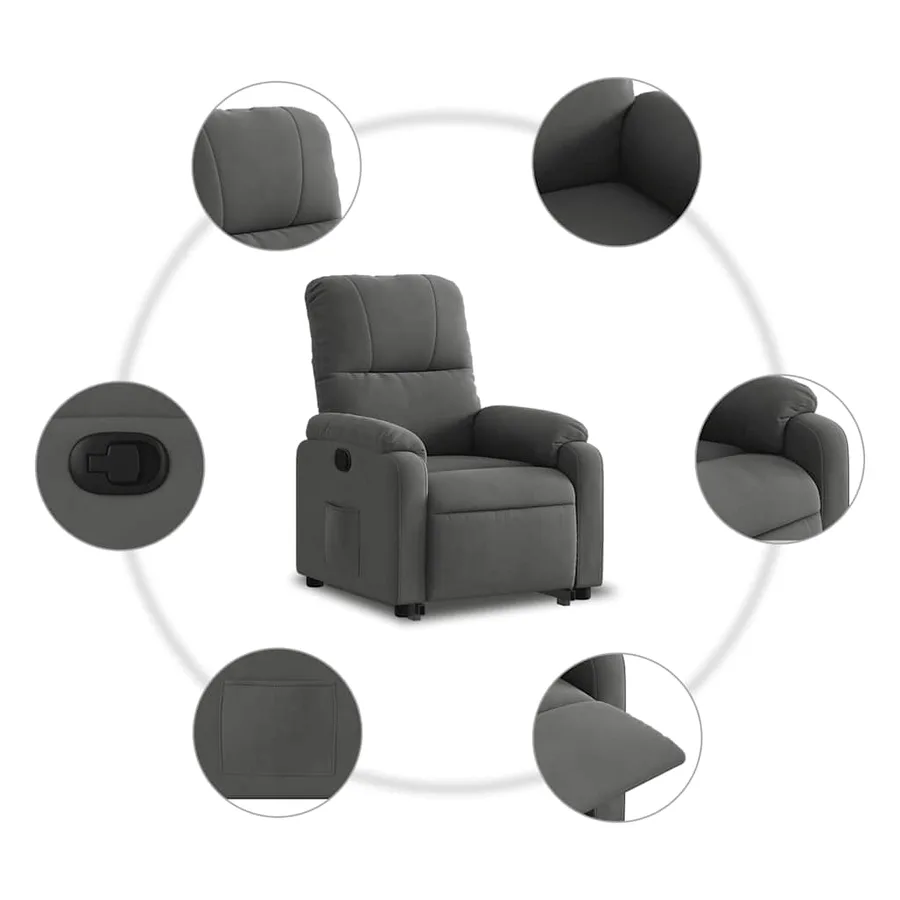 Fauteuil inclinable gris foncé tissu microfibre - 11