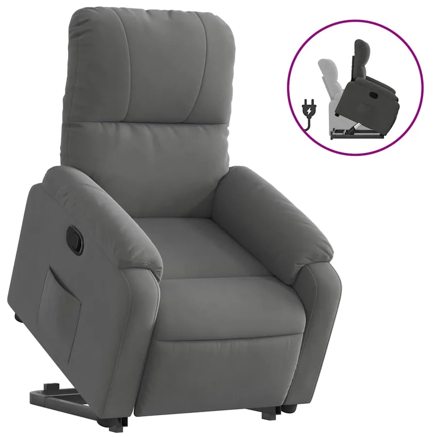 Fauteuil inclinable gris foncé tissu microfibre - 2