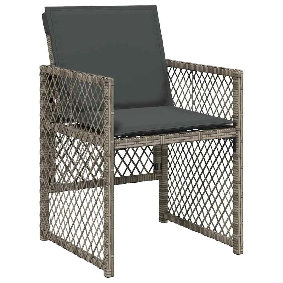 Ensemble à manger de jardin et coussins 7 pcs gris rotin - 4