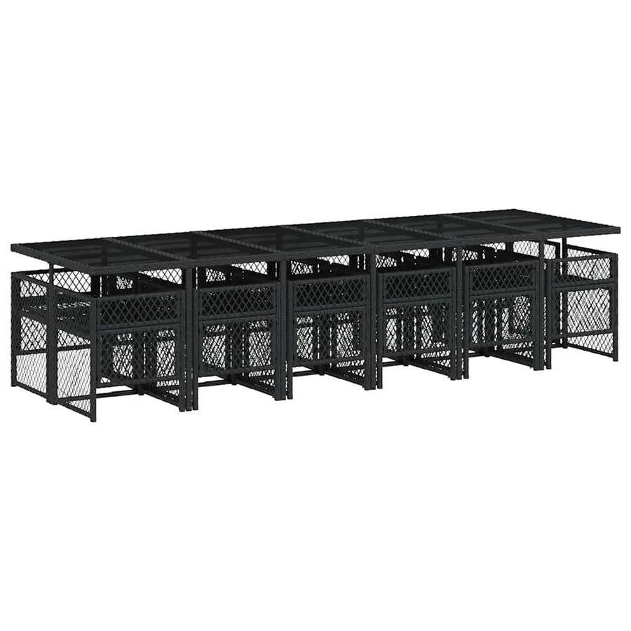 Ensemble à manger de jardin 13 pcs coussins noir résine tressée - 5