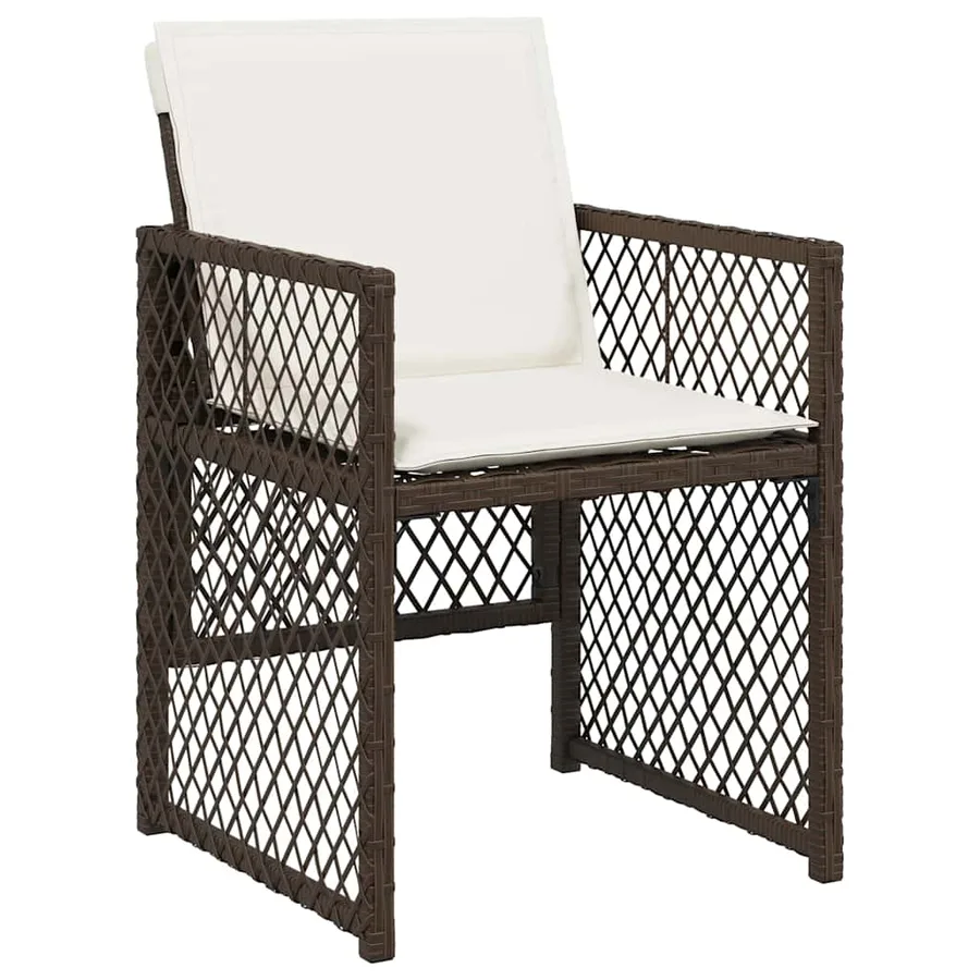 Ensemble à manger de jardin et coussins 9 pcs marron poly rotin - 4
