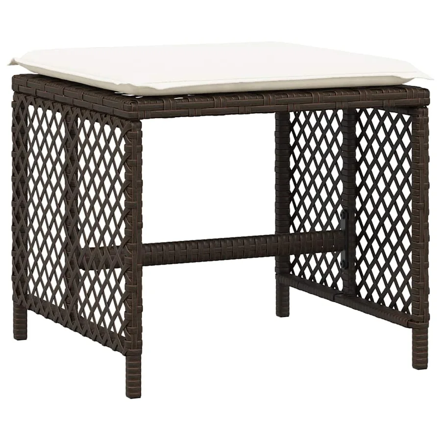 Ensemble à manger de jardin et coussins 9 pcs marron poly rotin - 5