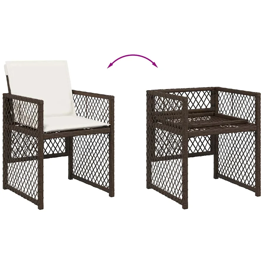 Ensemble à manger de jardin et coussins 9 pcs marron poly rotin - 7