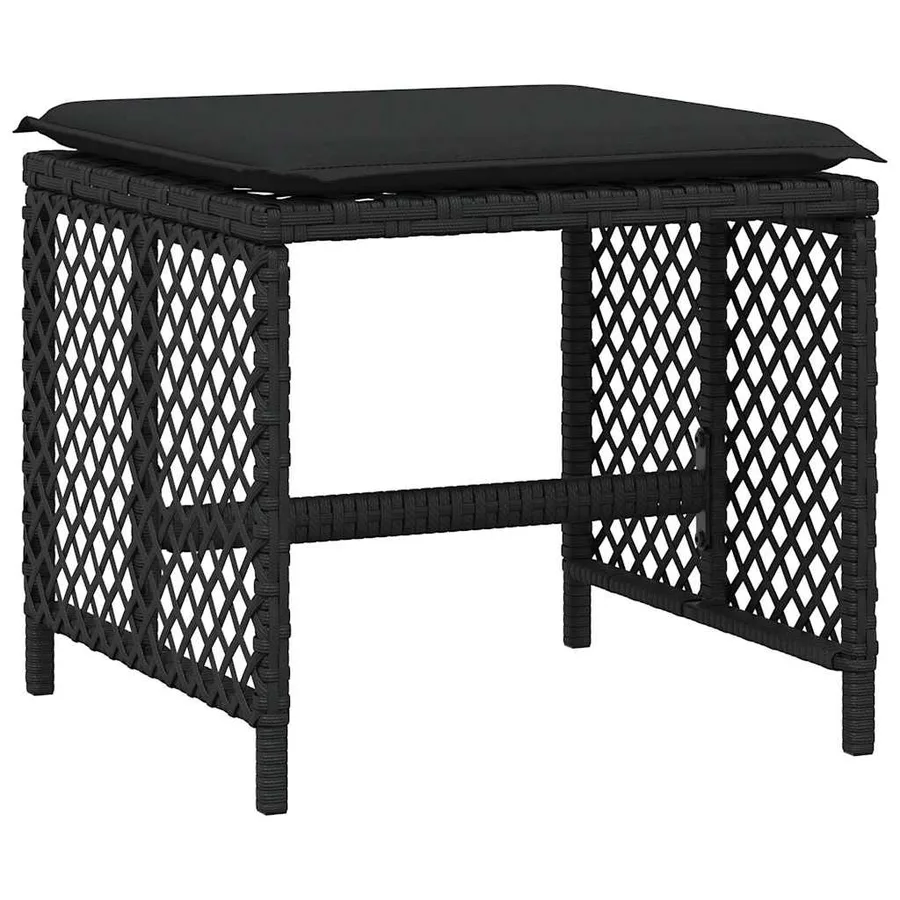 Ensemble à manger de jardin 9pcs coussins noir résine tressée - 5