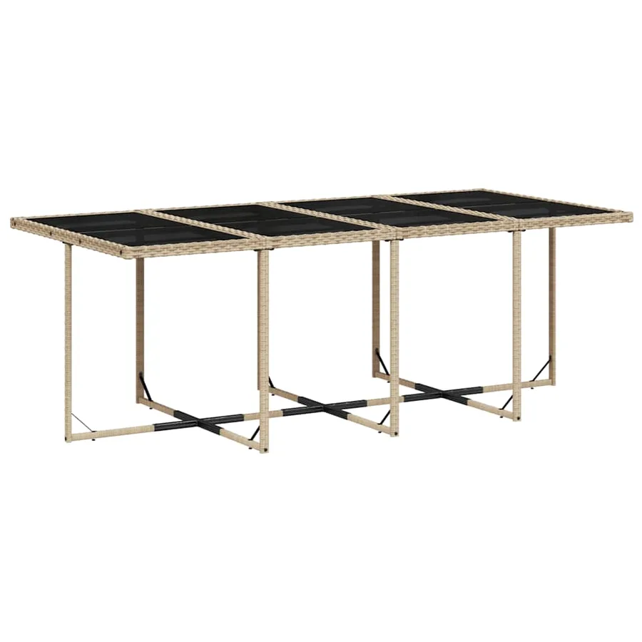 Ensemble à manger de jardin et coussins 9 pcs beige Poly rotin - 3