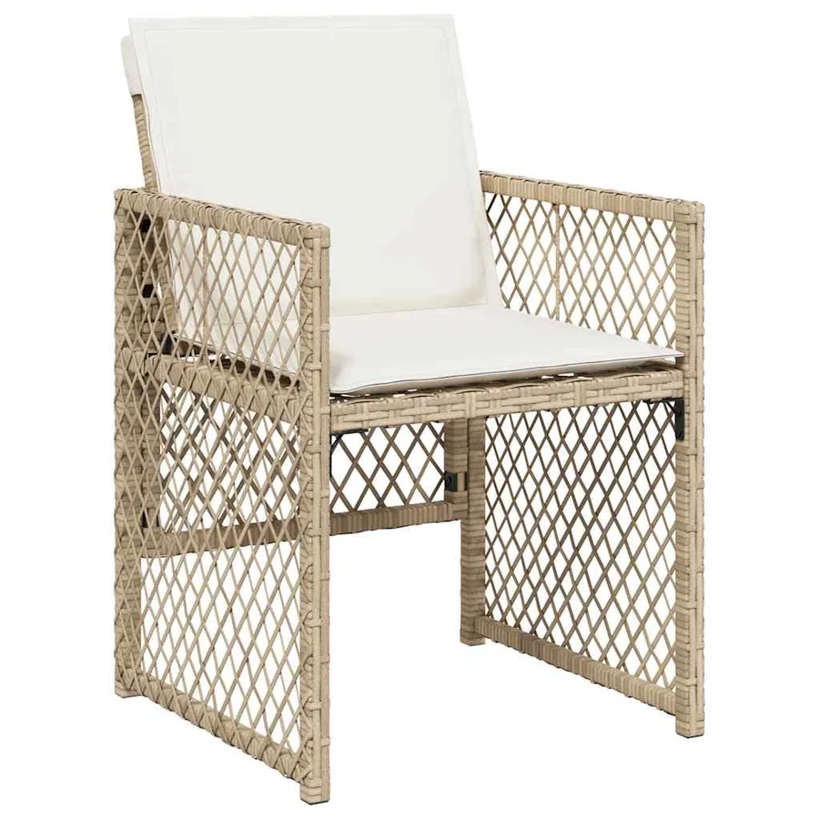 Ensemble à manger de jardin et coussins 9 pcs beige Poly rotin - 4
